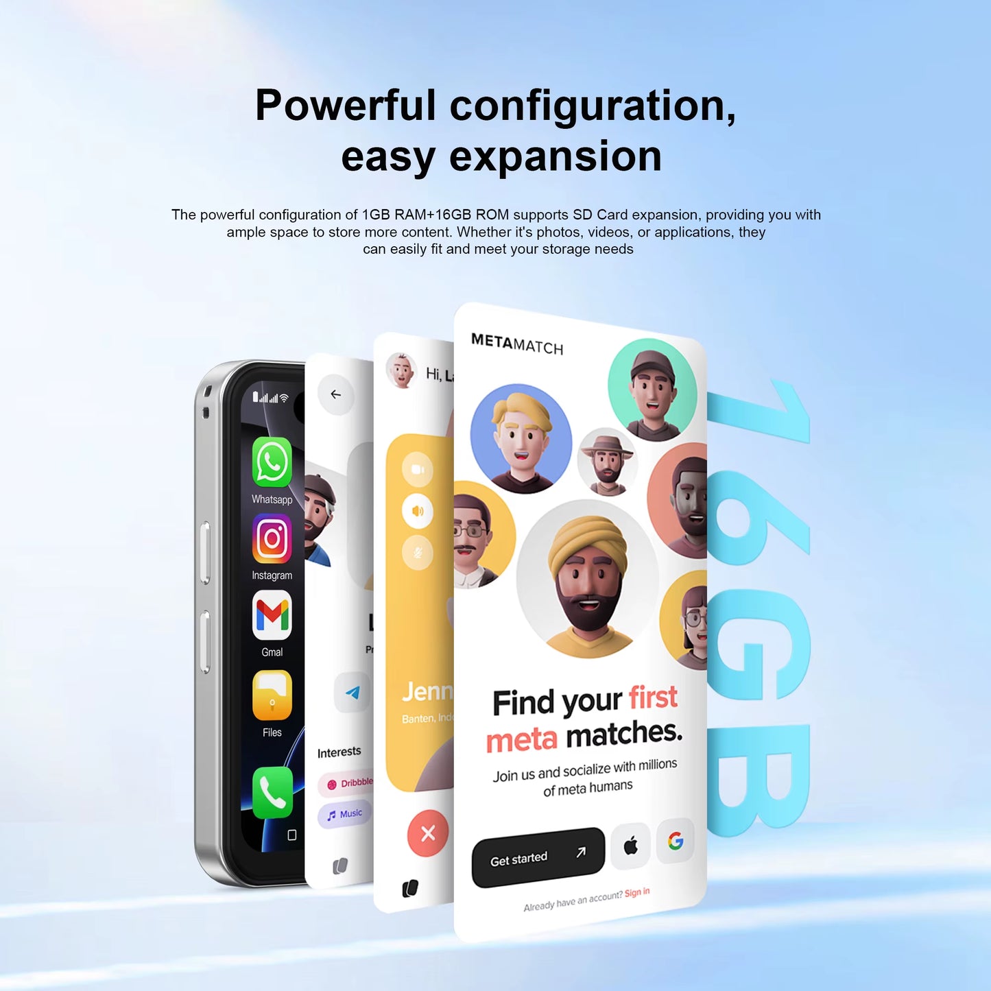 16PRO Mini Smartphone 3G WCDMA 1GB RAM 16GB ROM Android System Wifi Hotspot Play Store 3.75" Full Screen Small Smart Phone